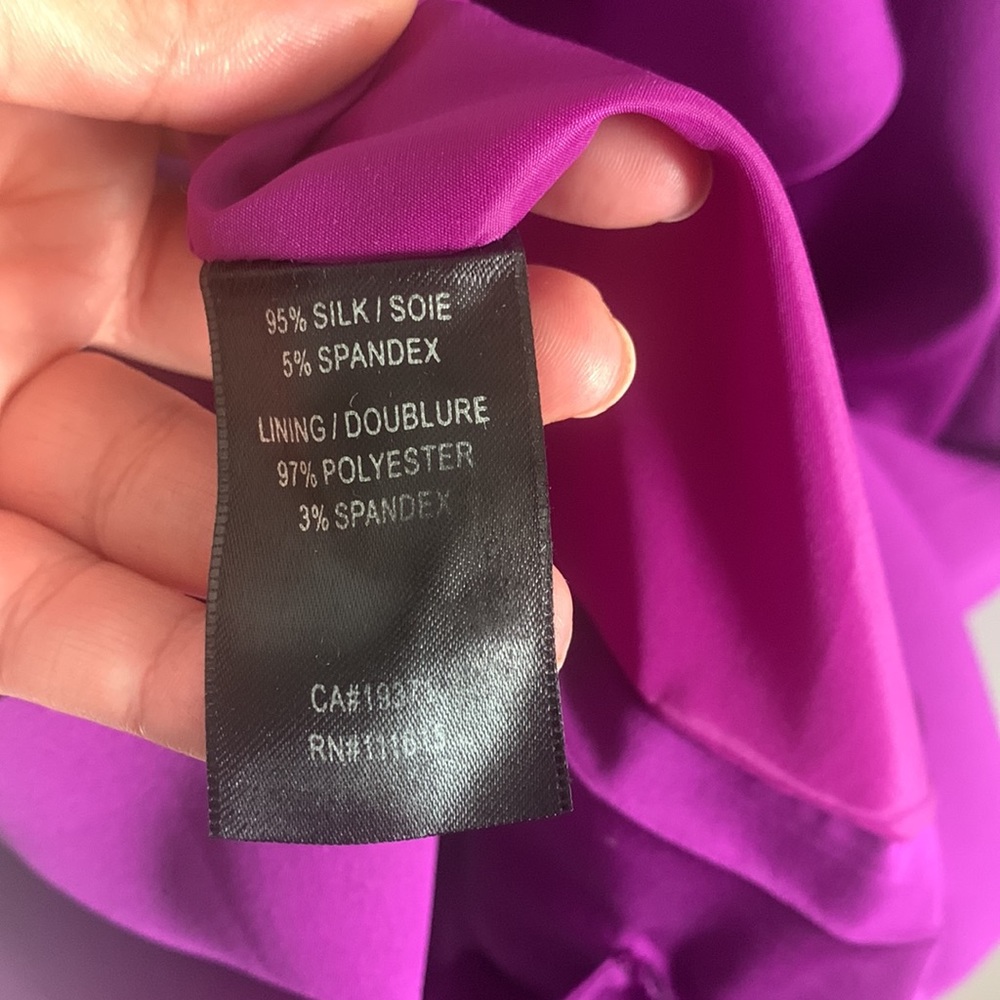 NEW 100% Silk Robert Rodriquez one shoulder purple cocktail Dress size small - Picture 10 of 10